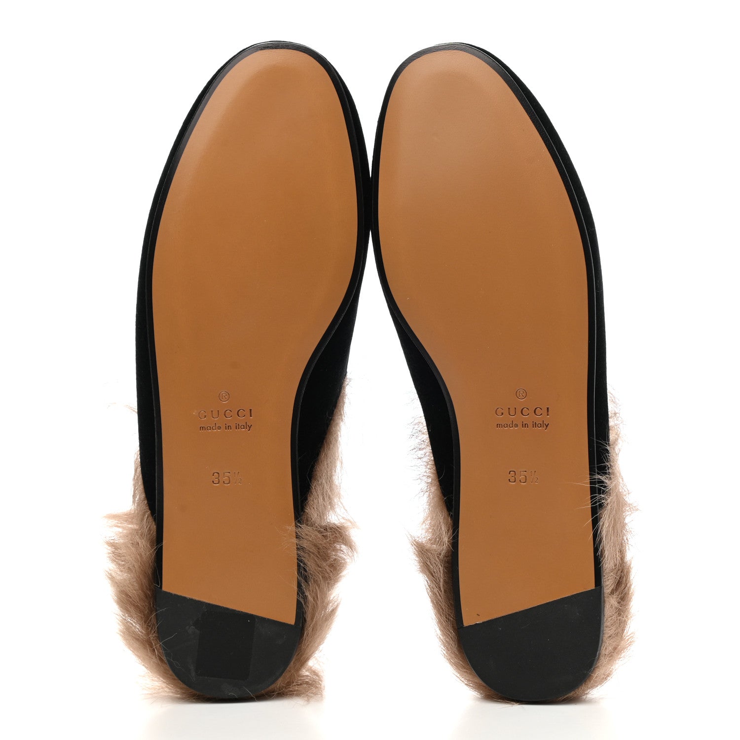 Gucci Velvet Fur Womens Princetown Slippers 35.5 Black 5 of 8