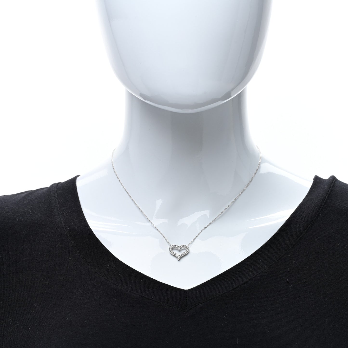Platinum Diamond Small Heart Pendant Necklace