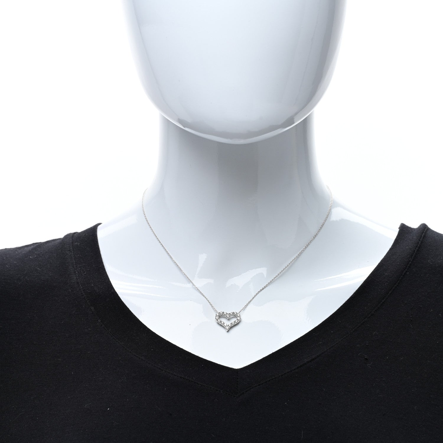 Tiffany Platinum Diamond Small Heart Pendant Necklace 3 of 4