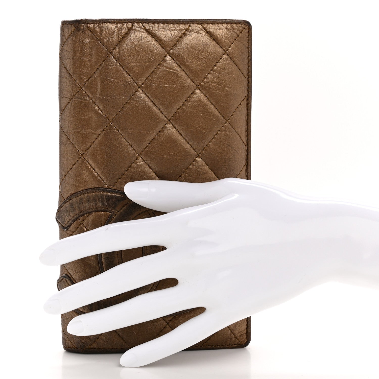 Chanel Metallic Aged Calfskin Quilted Cambon Yen Wallet Gold 2 of 12