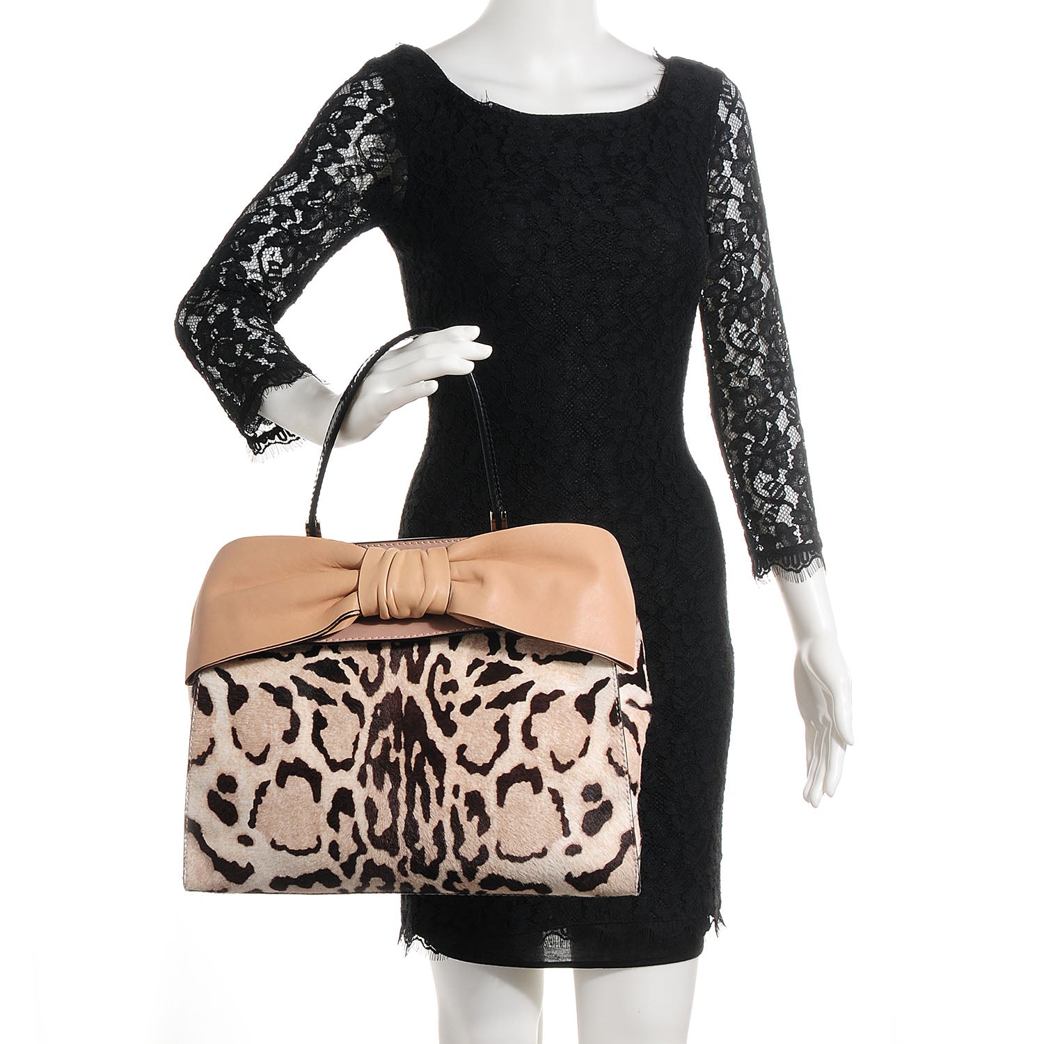 Valentino Garavani Calf Hair Leopard Print Aphrodite Bow Satchel 2 of 9
