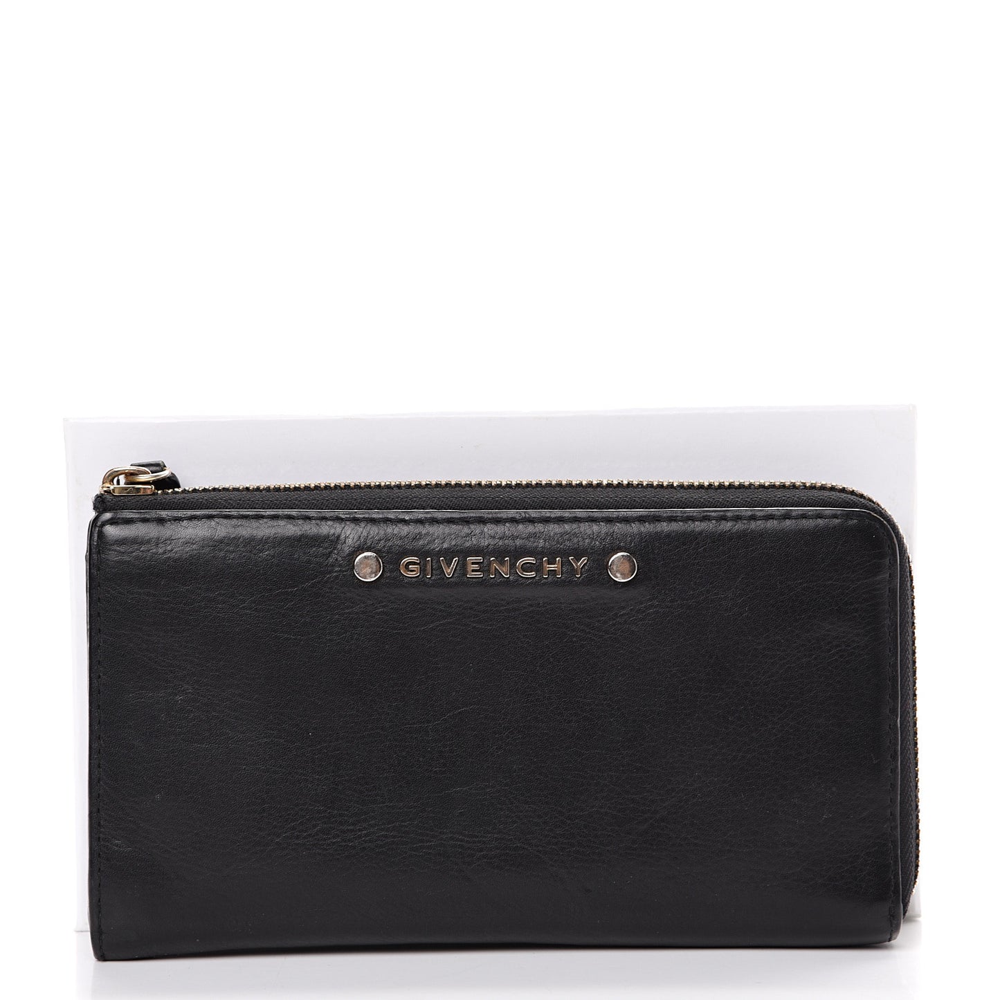 Sugar Goatskin Studded Pandora Half Zip Long Wallet Black