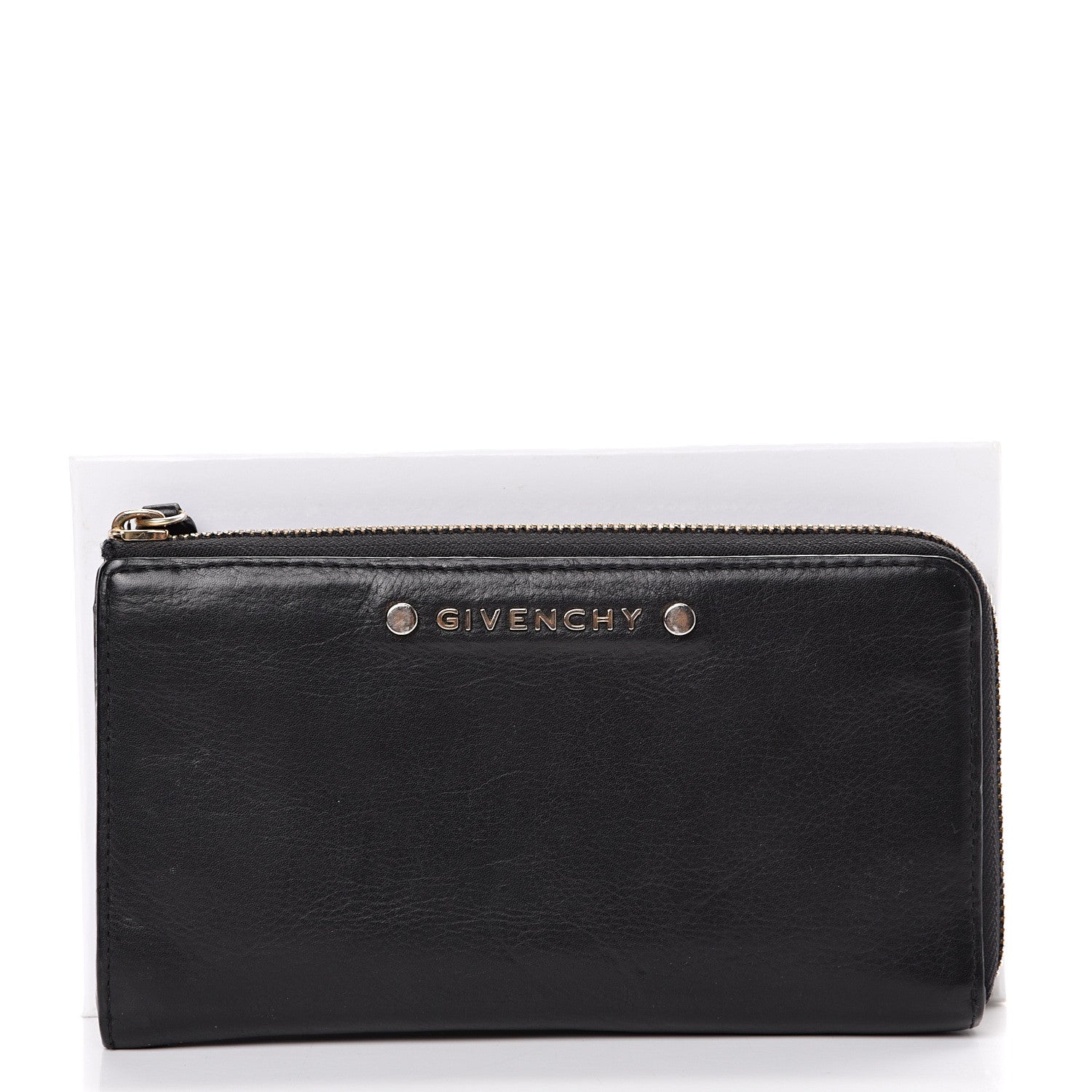 Givenchy Sugar Goatskin Studded Pandora Half Zip Long Wallet Black 8 of 8