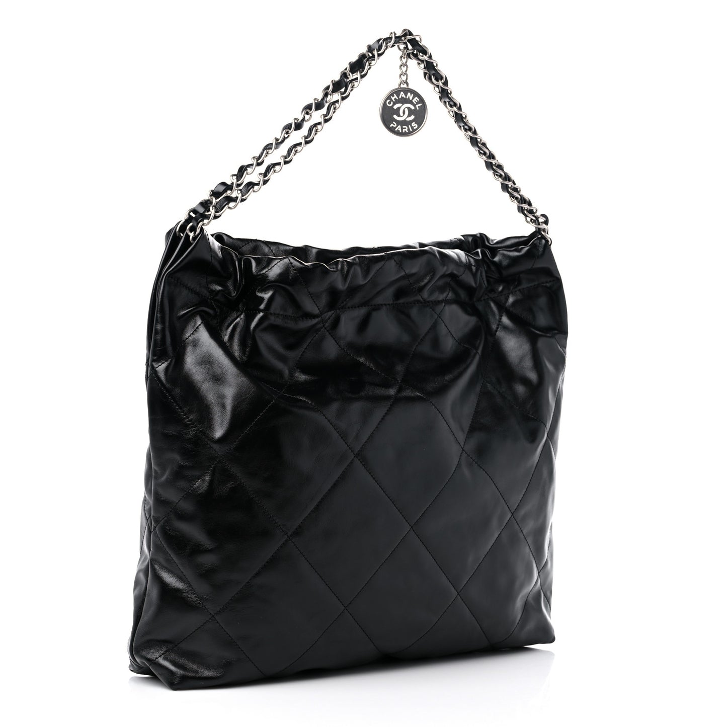 Shiny Calfskin Quilted Chanel 22 Black