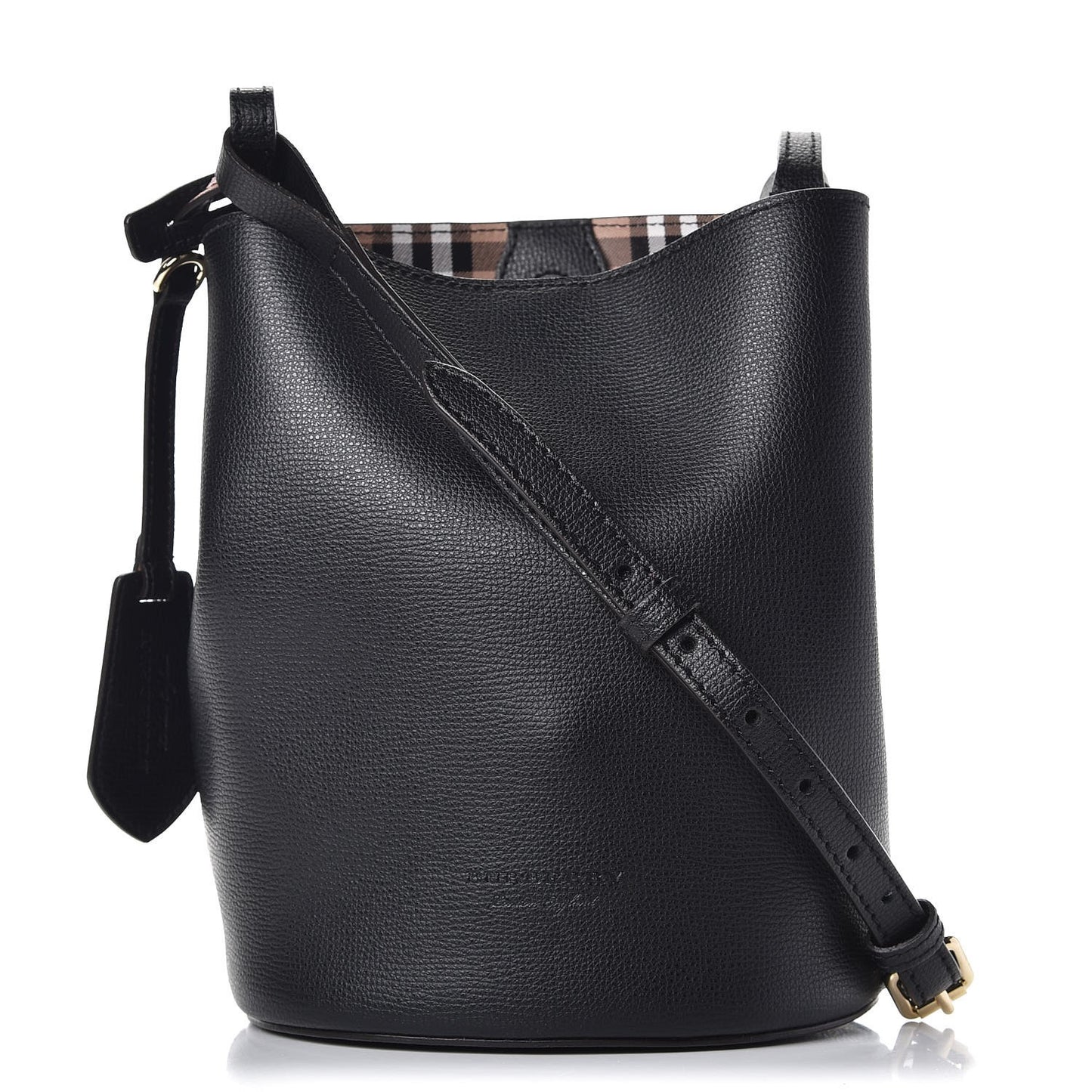 London Grainy Calfskin Small Lorne Bucket Crossbody Black