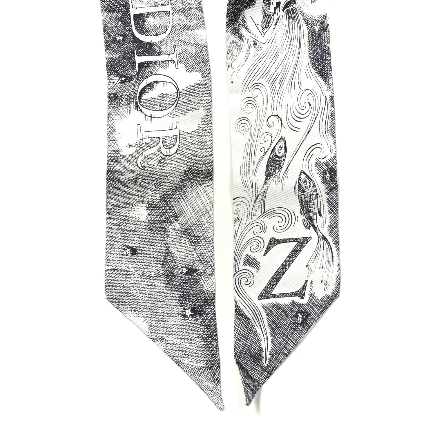 Christian Dior Silk ABCDior "Z" Mitzah Scarf Bleu Marine 2 of 4
