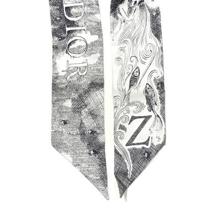 Christian Dior Silk ABCDior "Z" Mitzah Scarf Bleu Marine 2 of 4