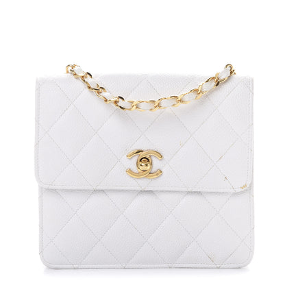 Chanel Caviar Quilted Single Flap Shoulder Bag White 1 of 15