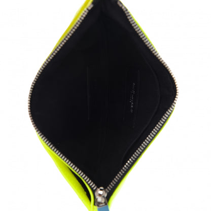 Saint Laurent Patent Grain De Poudre Matelasse Chevron Monogram Bill Pouch Neon Yellow 5 of 9
