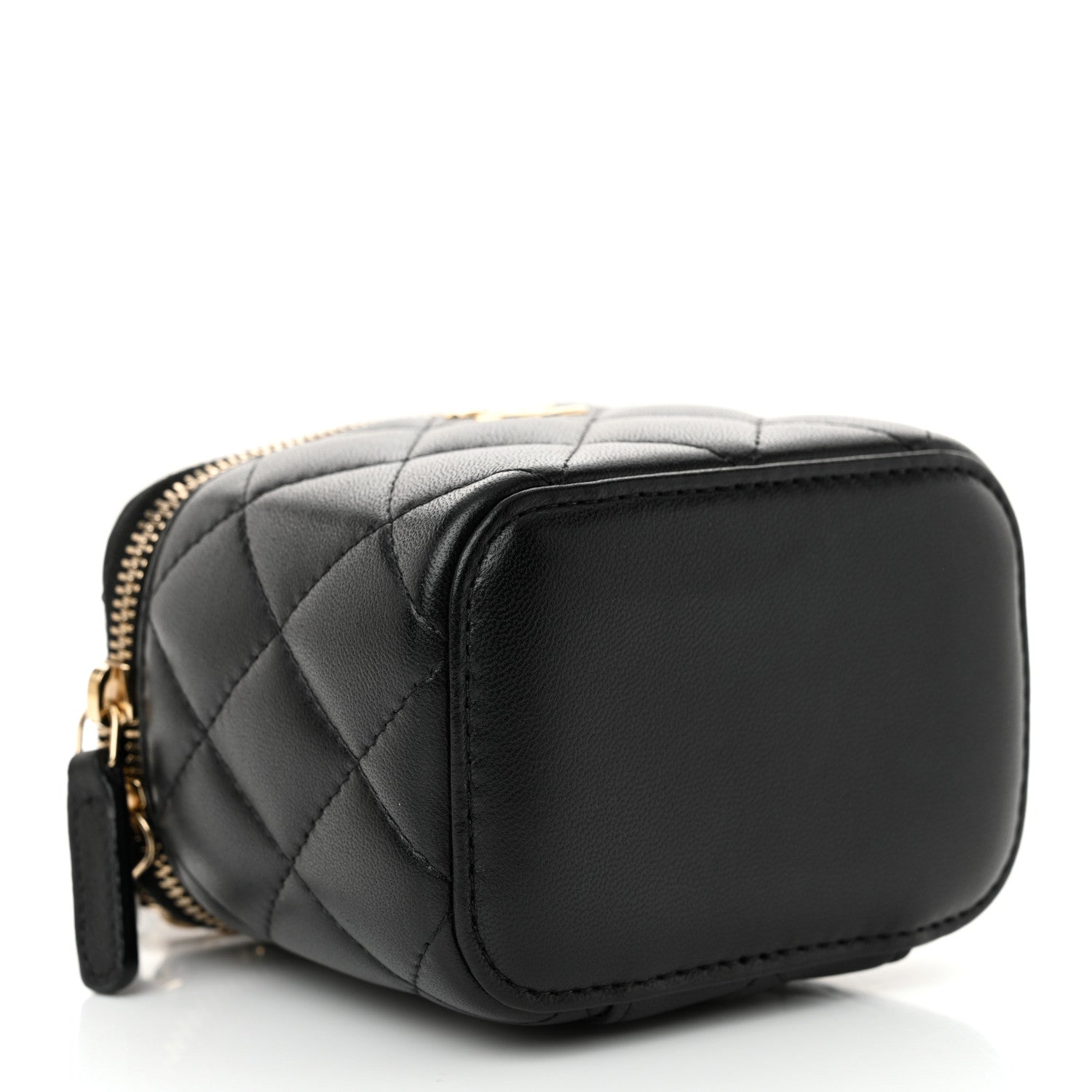 Chanel Lambskin Quilted Top Handle Mini Vanity Case With Chain Black 4 of 12
