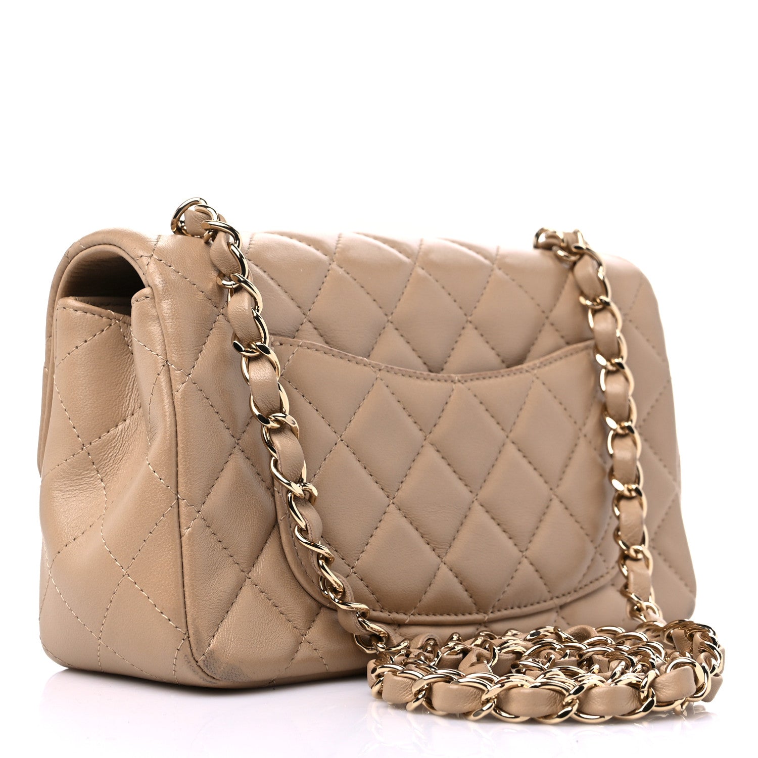 Chanel Lambskin Quilted Mini Rectangular Flap Dark Beige 3 of 13