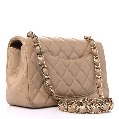 Chanel Lambskin Quilted Mini Rectangular Flap Dark Beige 3 of 13