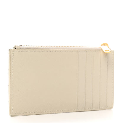 Saint Laurent Grain De Poudre Matelasse Chevron Monogram Fragments Zippered Card Case Crema Soft 3 of 8