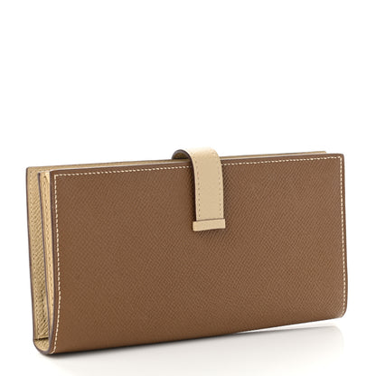 Hermes Epsom Bi-Color Bearn Gusset Wallet Alezan Parchemin 3 of 8