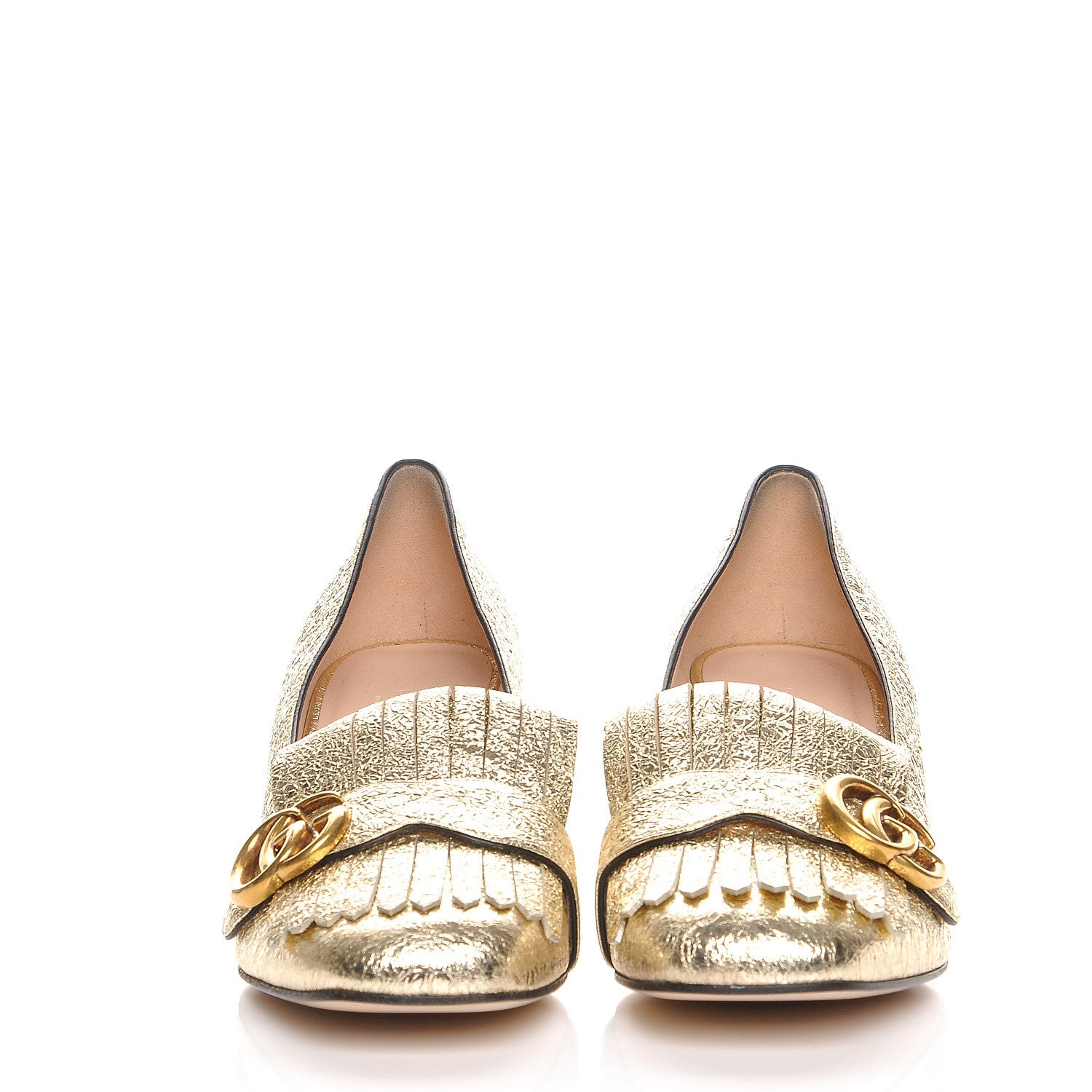 Gucci Galassia GG Marmont Fringe 50mm Loafer Pumps 38.5 Platino 2 of 8