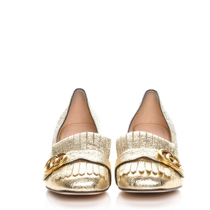 Gucci Galassia GG Marmont Fringe 50mm Loafer Pumps 38.5 Platino 2 of 8
