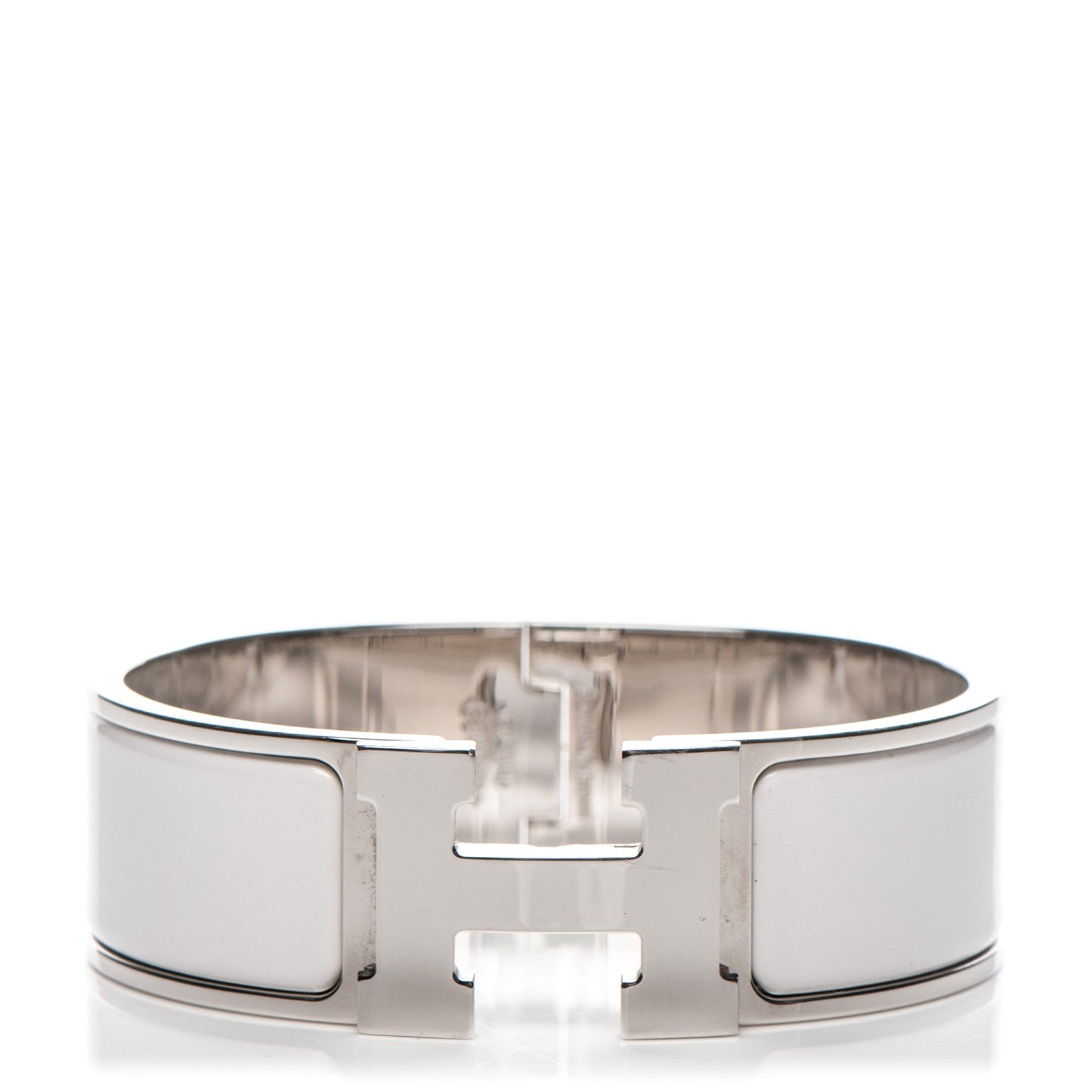 Enamel Wide Clic Clac H Bracelet GM White