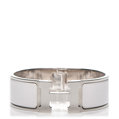 Hermes Enamel Wide Clic Clac H Bracelet GM White 1 of 5