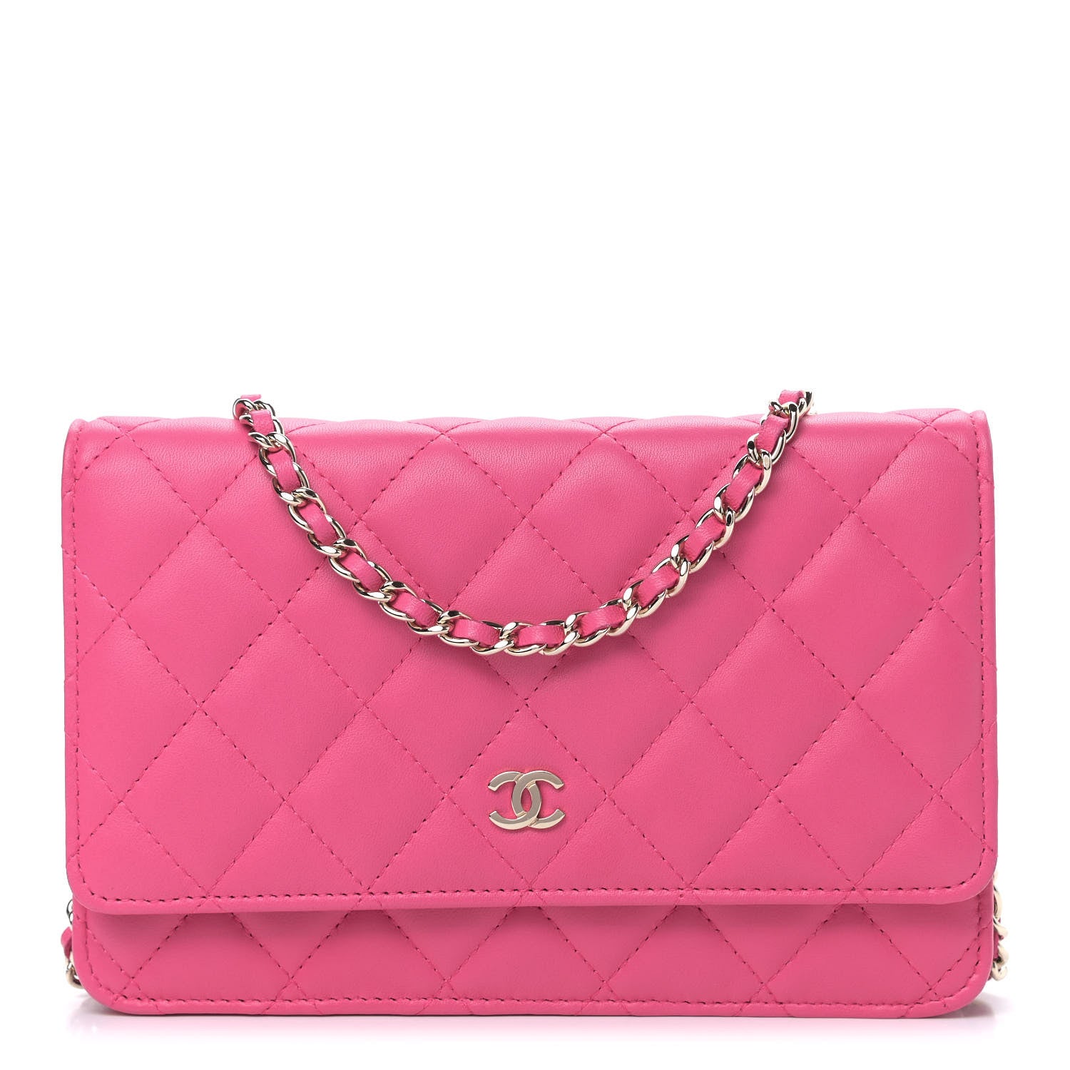 Chanel Lambskin Quilted Wallet On Chain WOC Pink 1 of 10