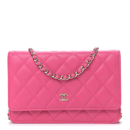 Chanel Lambskin Quilted Wallet On Chain WOC Pink 1 of 10