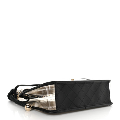 Chanel Lambskin PVC Sand By The Sea Flap With Pearl Strap Black 4 of 11