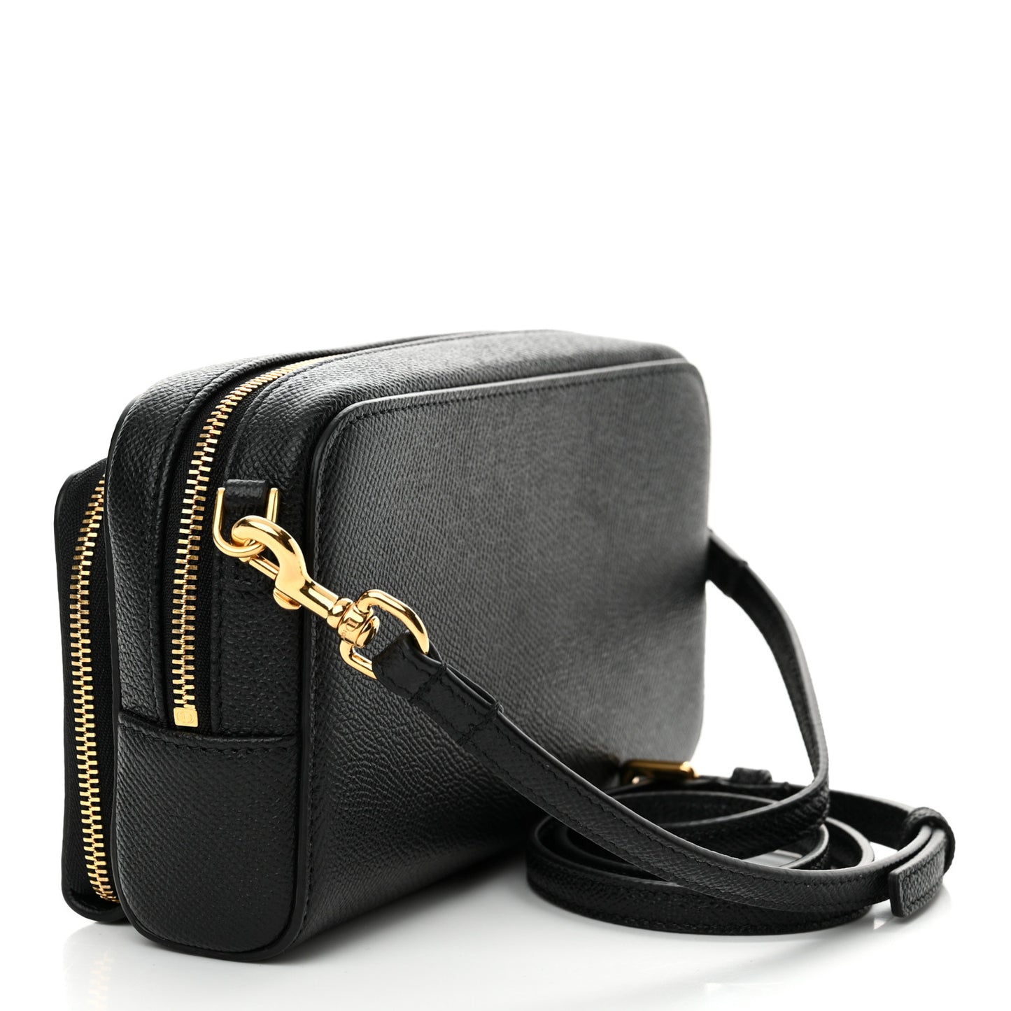 Grained Calfskin Caro Double Pouch Black