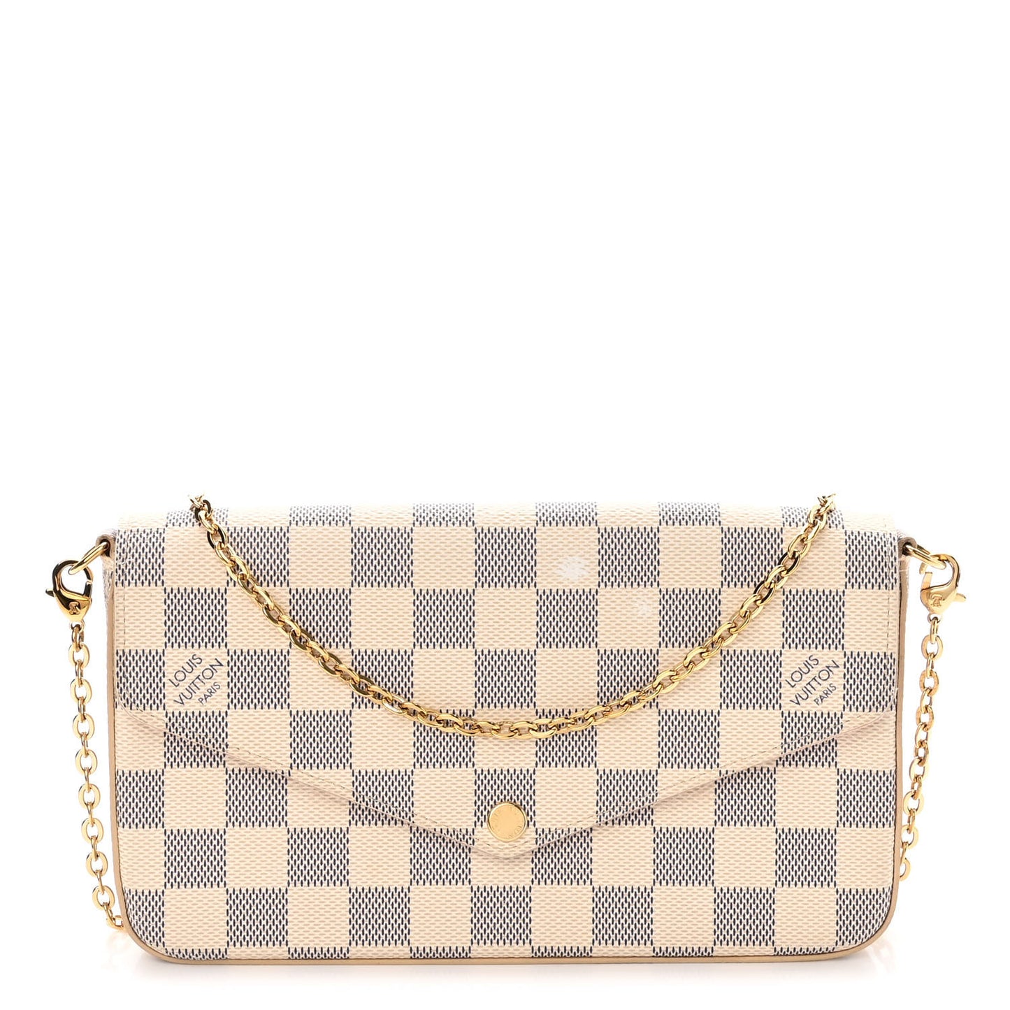 Damier Azur Pochette Felicie Chain Wallet Rose Ballerine