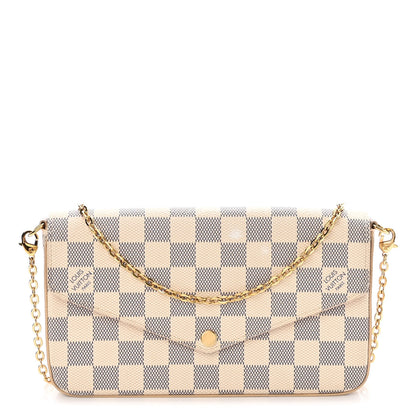Louis Vuitton Damier Azur Pochette Felicie Chain Wallet Rose Ballerine 3 of 11