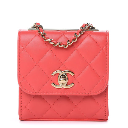 Chanel Lambskin Quilted Mini Trendy CC Chain Wallet Red 1 of 9