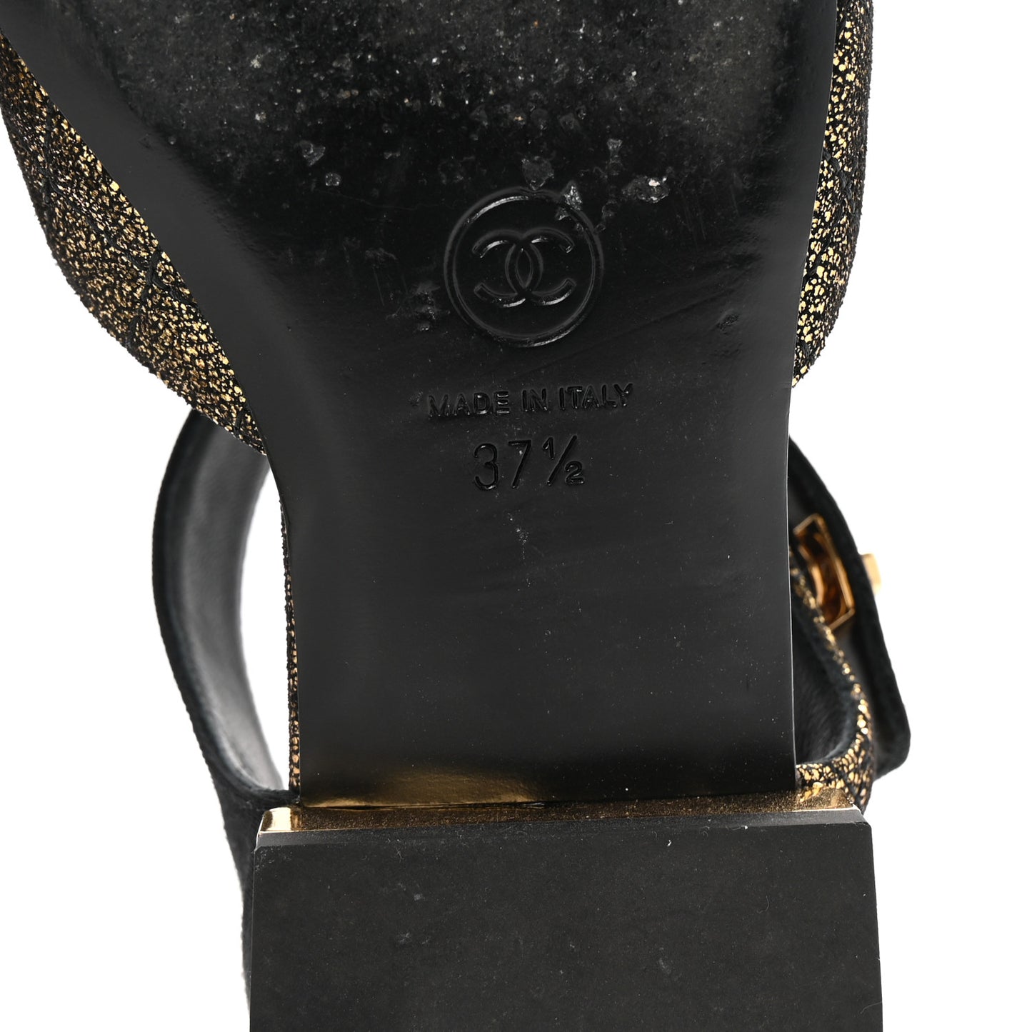 Laminated Suede Kidskin Grosgrain Quilted Cap Toe Ballerina Flats 37.5 Gold Black