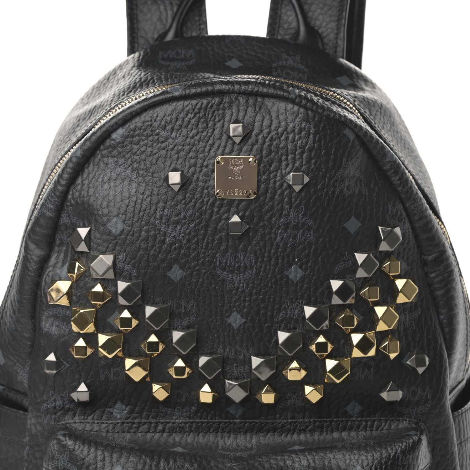 MCM Visetos Studded Medium Stark M Backpack Black 8 of 14