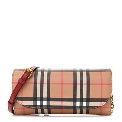 Burberry Vintage Check Henley Wallet On Chain Crimson 1 of 10