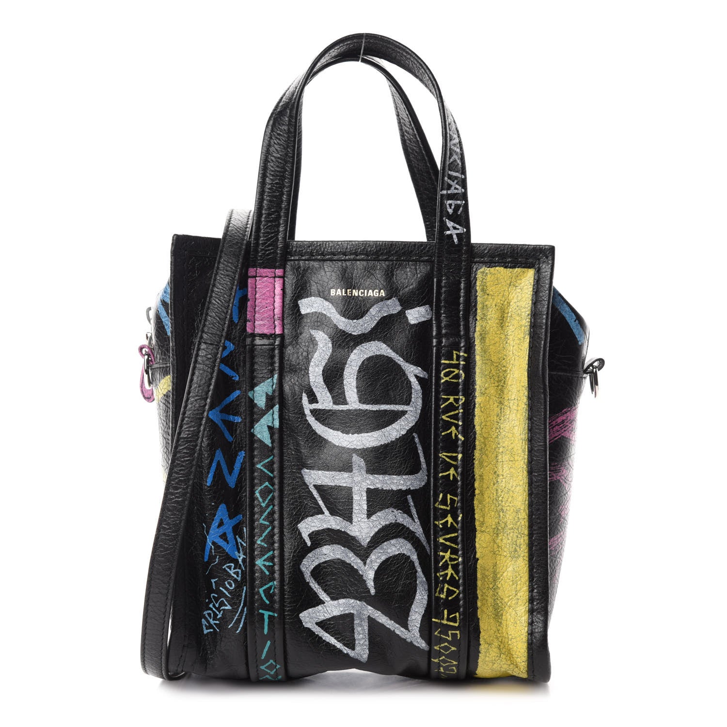 Balenciaga Agneau Arena Graffiti All Over XS Bazar Shopper Tote Black Multicolor 1 of 9
