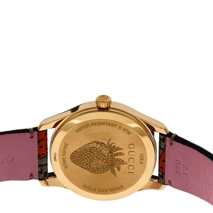 Gucci Stainless Steel Canvas 38mm G-Timeless GG Supreme Strawberry Quartz Watch Brown 4 of 5