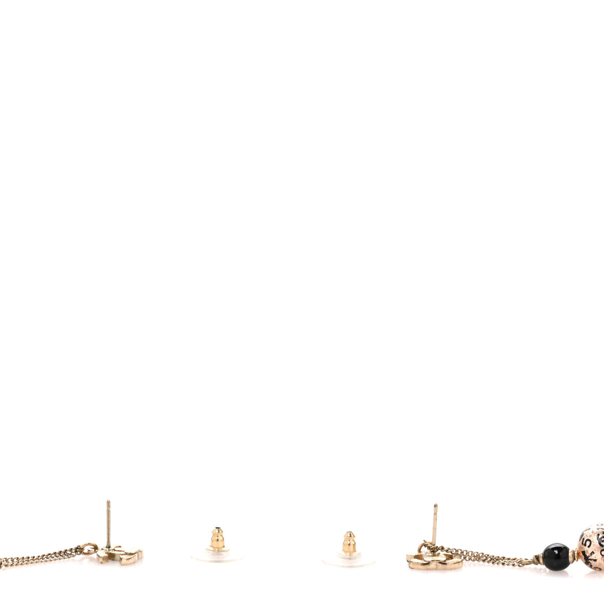 Enamel Beaded CC Drop Earrings Black Gold