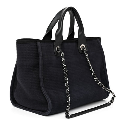 Chanel Mixed Fibers Small Deauville Tote Navy Blue 3 of 11
