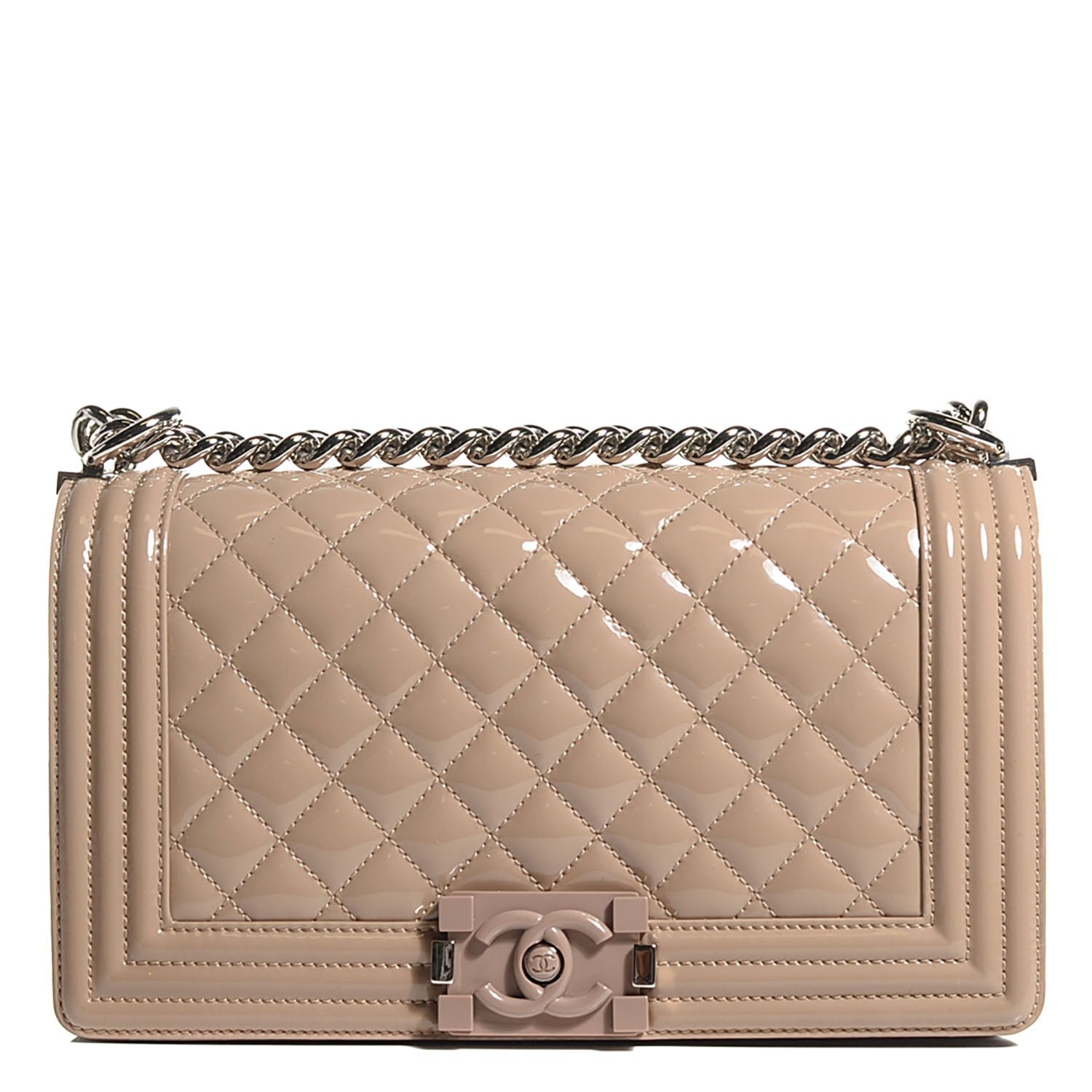 Chanel Patent Calfskin Medium Boy Flap Plexiglass Beige 8 of 8