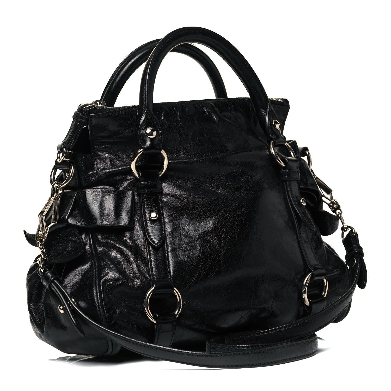 Miu Miu Vitello Lux Mini Bow Bag Black 965626 – FASHIONPHILE
