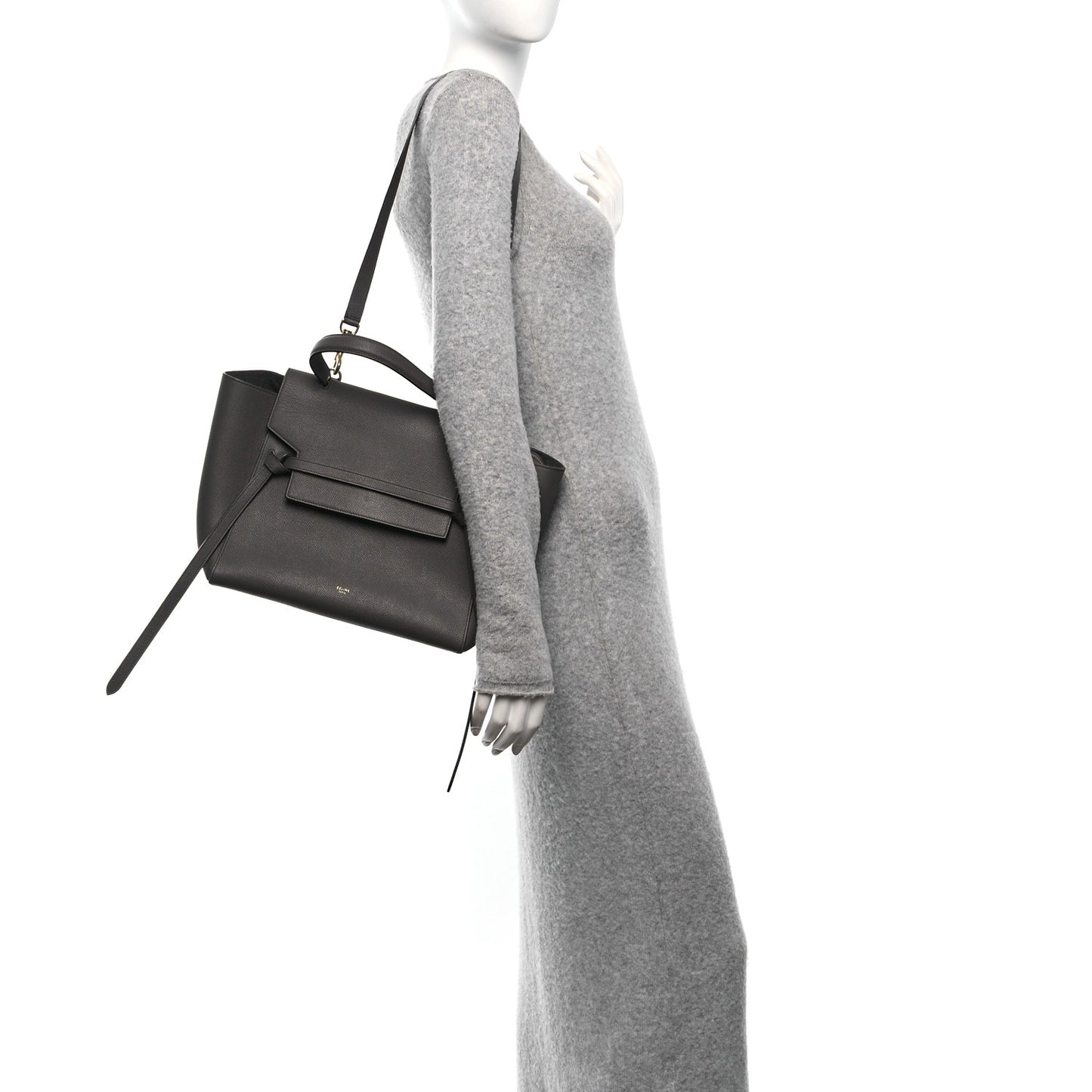 Grained Calfskin Mini Belt Bag Grey