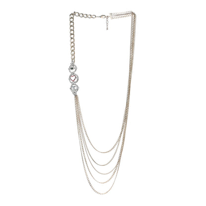 Chanel Crystal Eye Heart CC Multi Strand Chain Necklace Gold Green Pink Blue 3 of 5