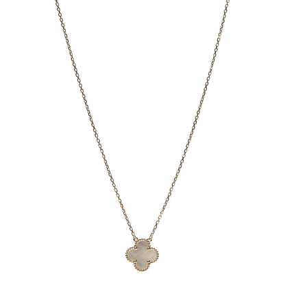 Van Cleef & Arpels 18K Yellow Gold Mother of Pearl Vintage Alhambra Pendant Necklace 1 of 8