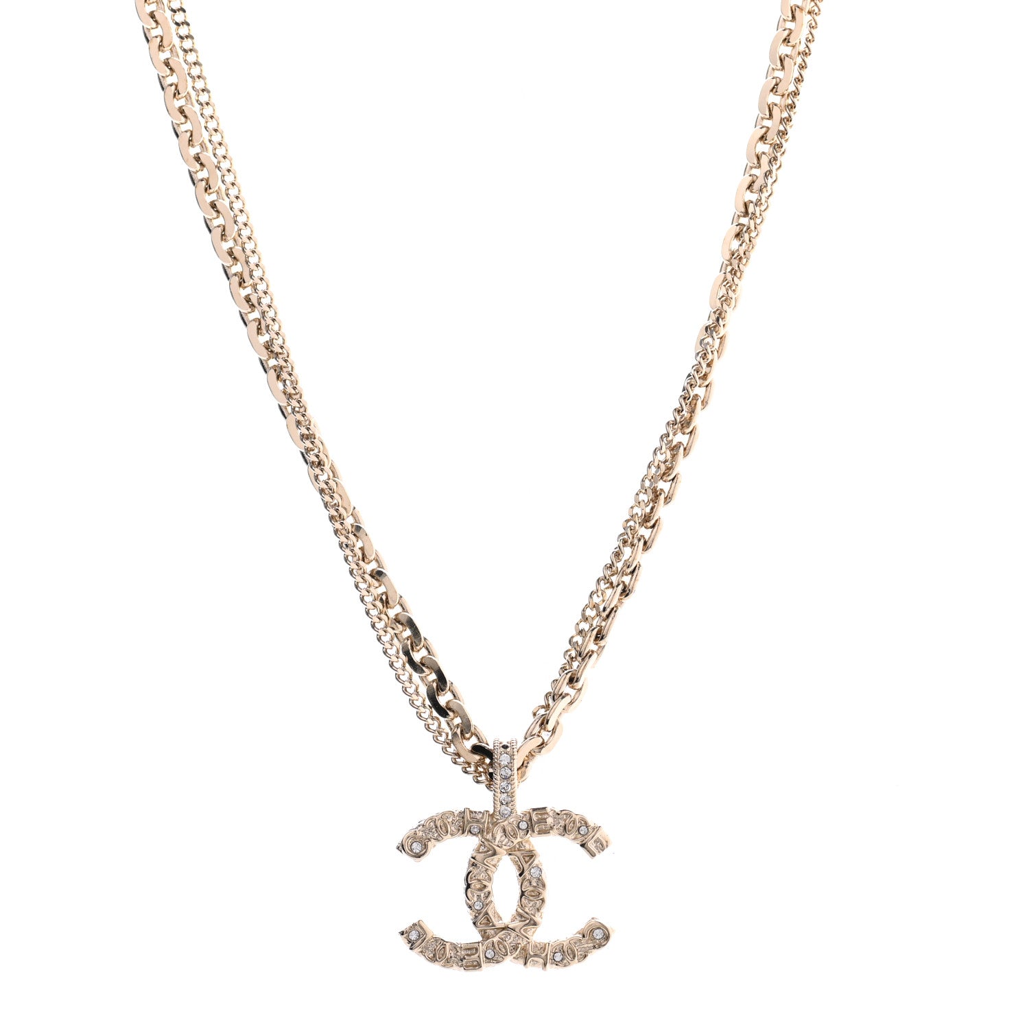 Chanel Crystal CC Multi Strand Chain Necklace Gold 1 of 6