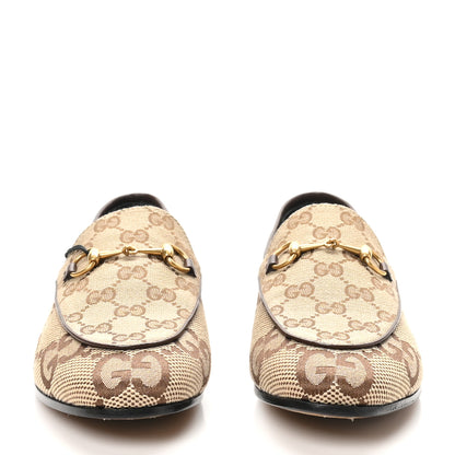 Gucci Monogram Jumbo GG Malaga Kid Horsebit Womens Jordaan Loafers 39.5 Camel Ebony New Acero Beige 3 of 10