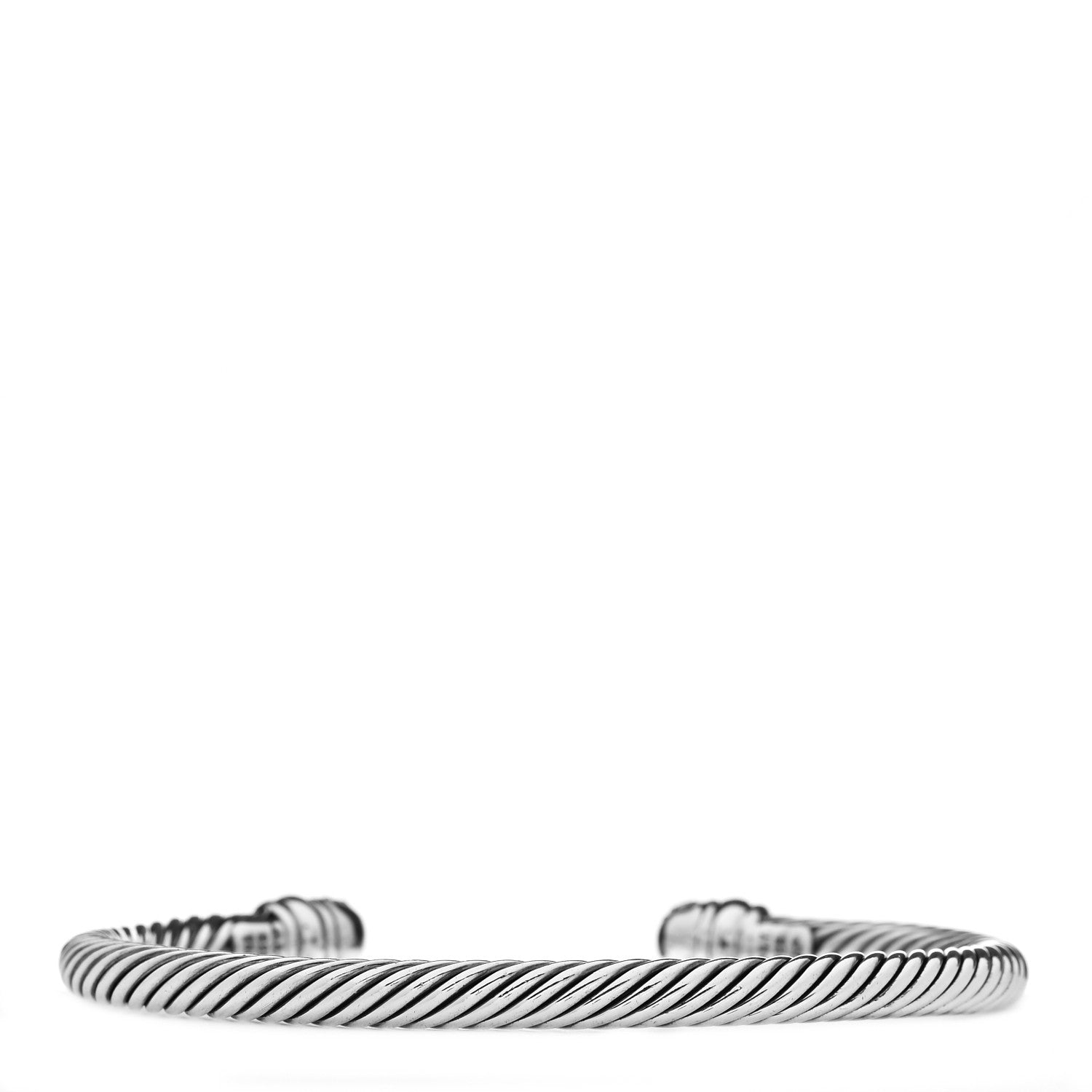 David Yurman Sterling Silver 18K White Gold Diamond 5mm Cable Classics Bracelet 3 of 5