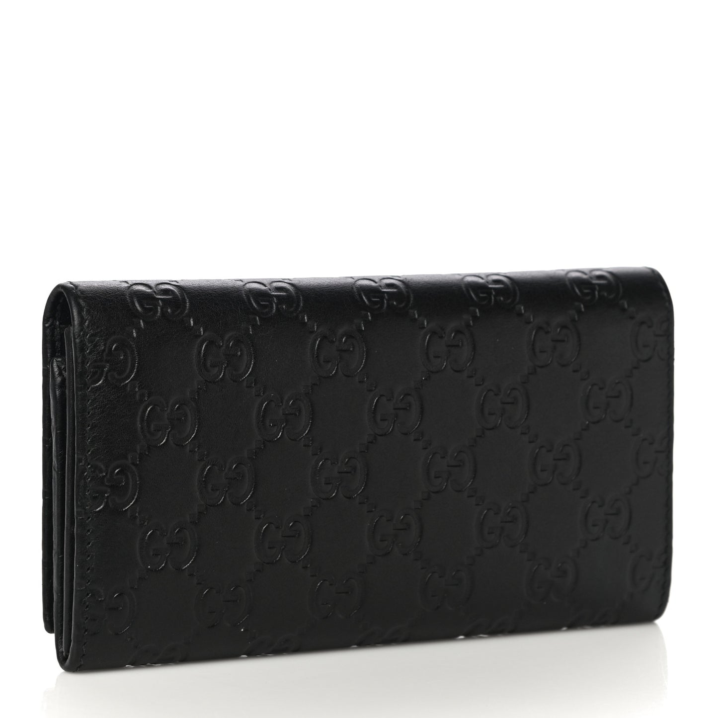 Guccissima Metal Bar Continental Flap Wallet Black