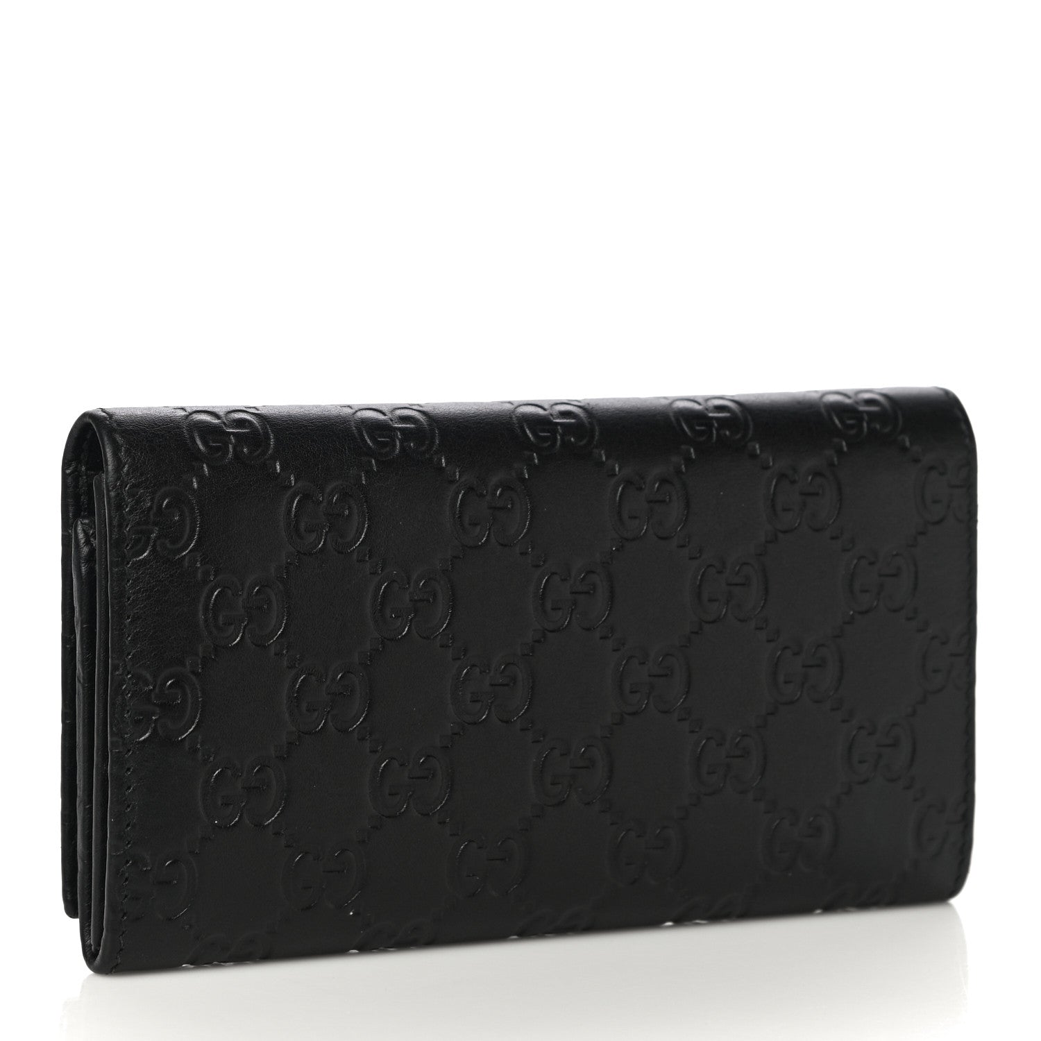 Gucci Guccissima Metal Bar Continental Flap Wallet Black 3 of 11