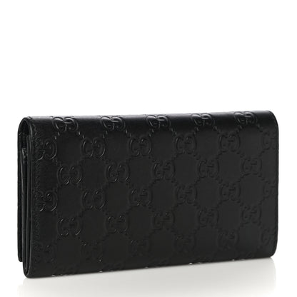 Gucci Guccissima Metal Bar Continental Flap Wallet Black 3 of 11