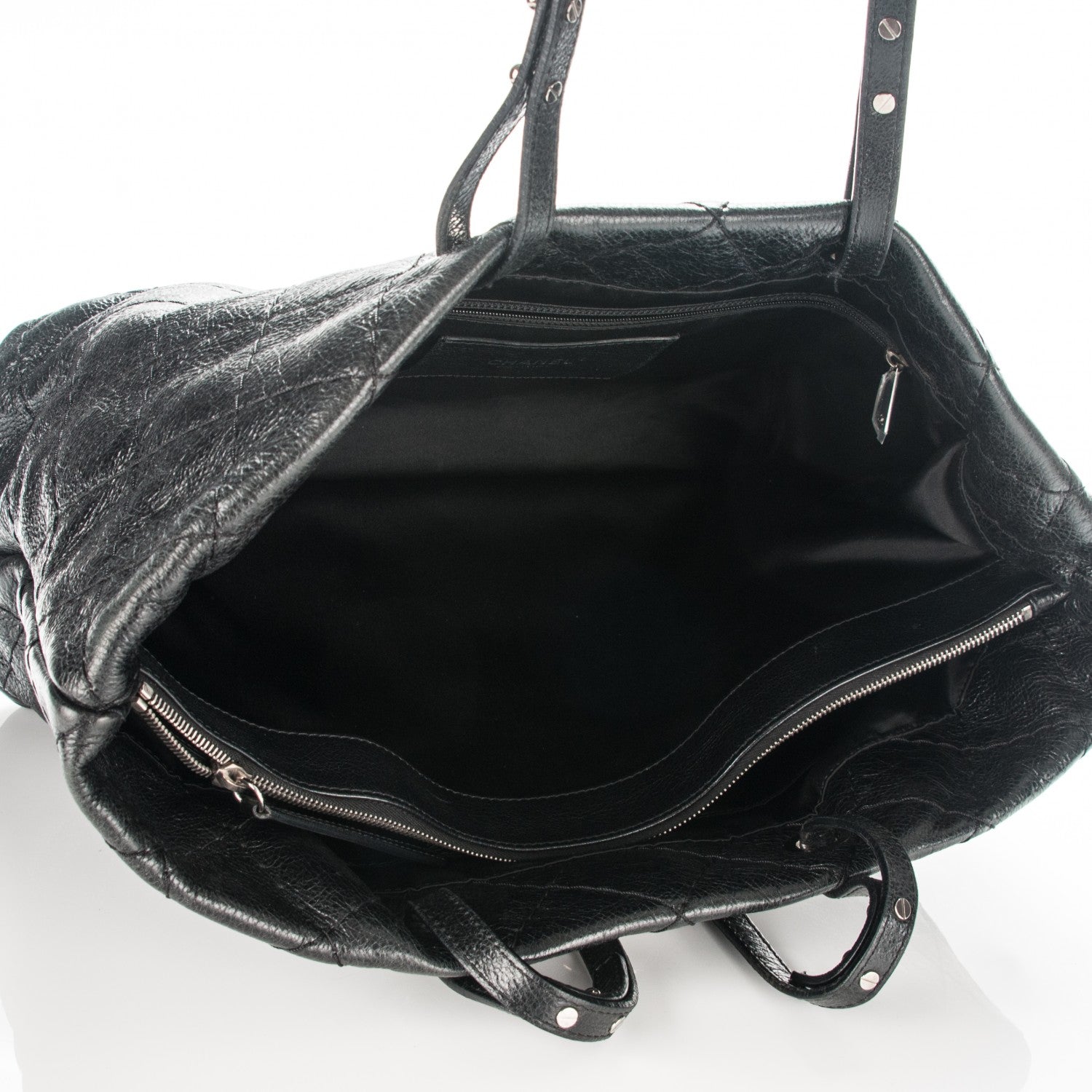 Chanel Glazed Calfskin Large On The Road Tote Black 5 of 6
