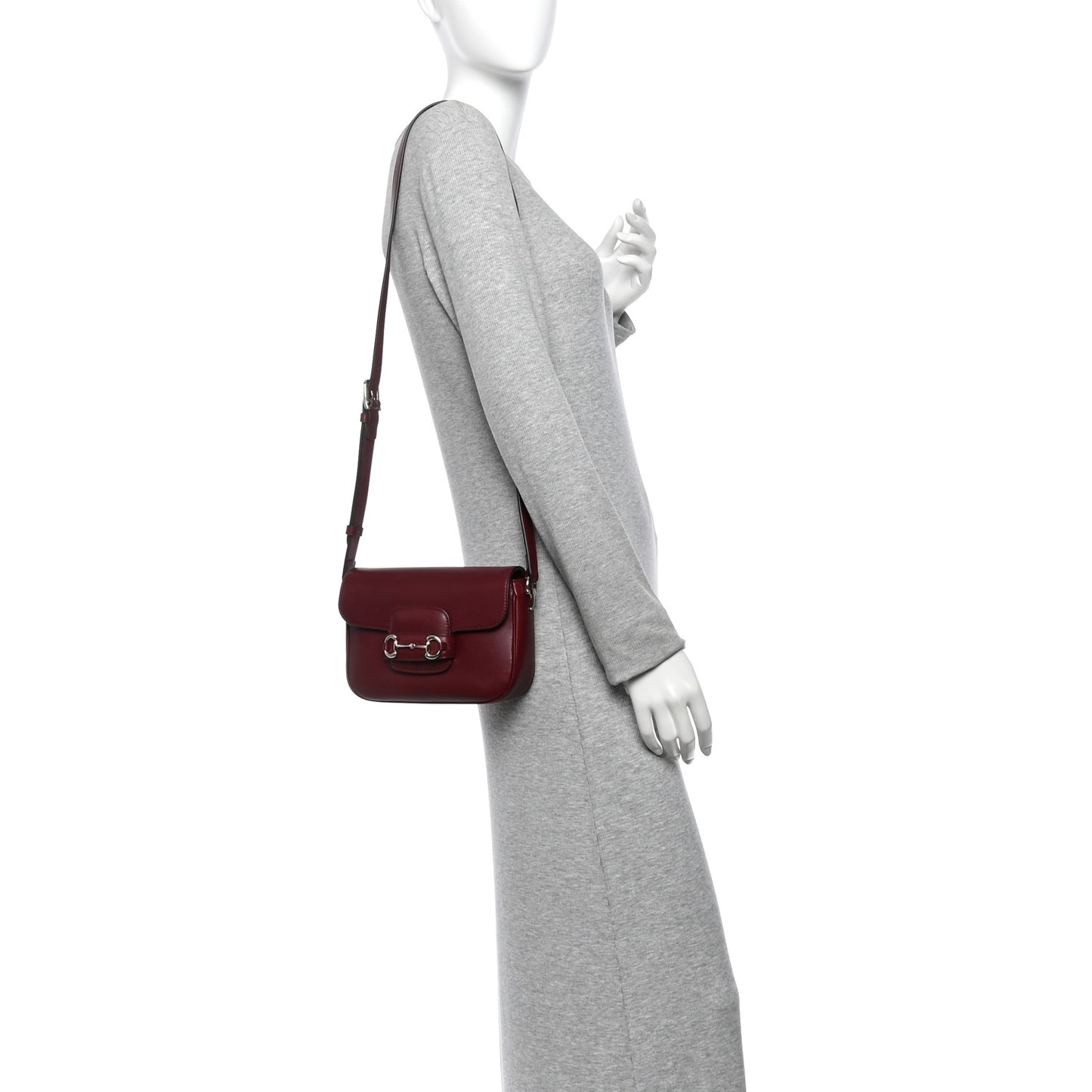 Arabella Calfskin Horsebit 1955 Shoulder Bag Rosso Ancora