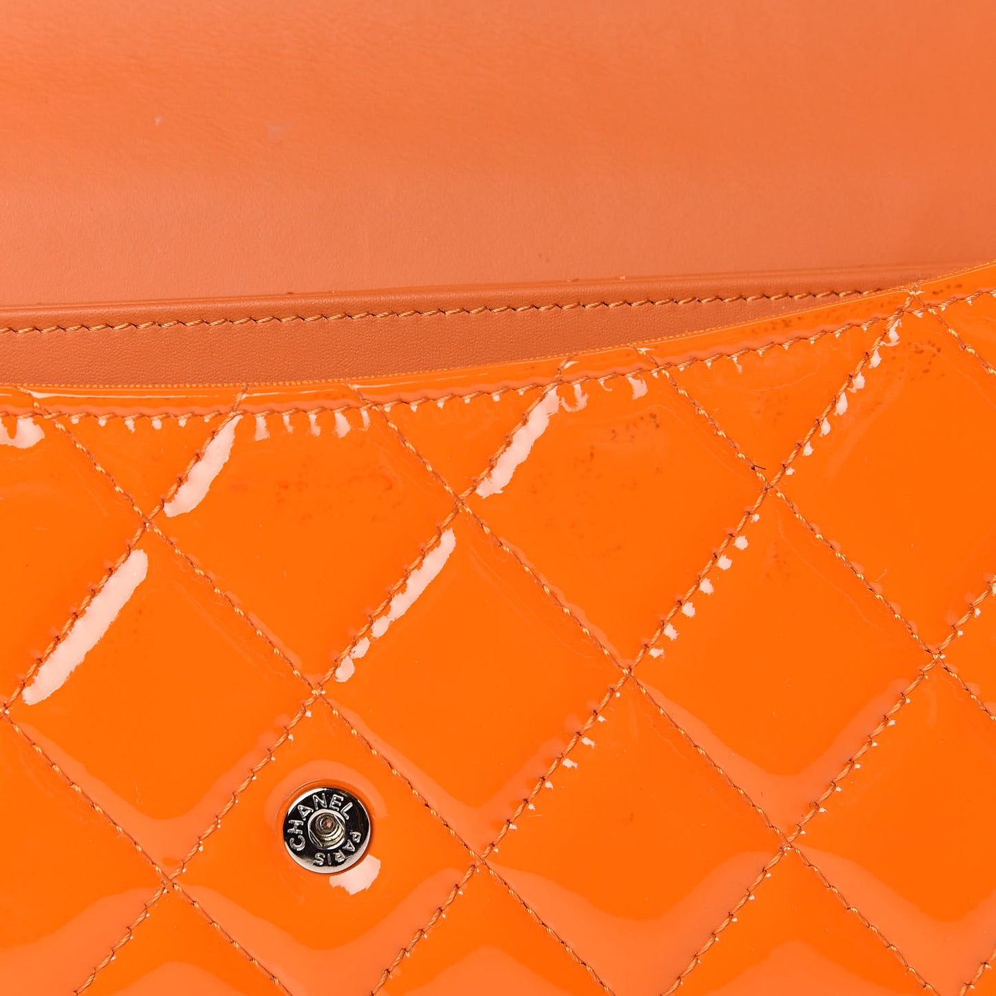 Patent Quilted Travel Wallet Orange